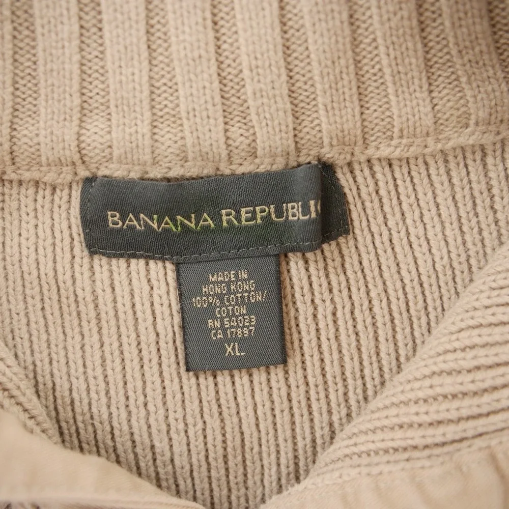 Banana Republic Sweater Mens Extra Large Beige Mock Neck Knit Pullover